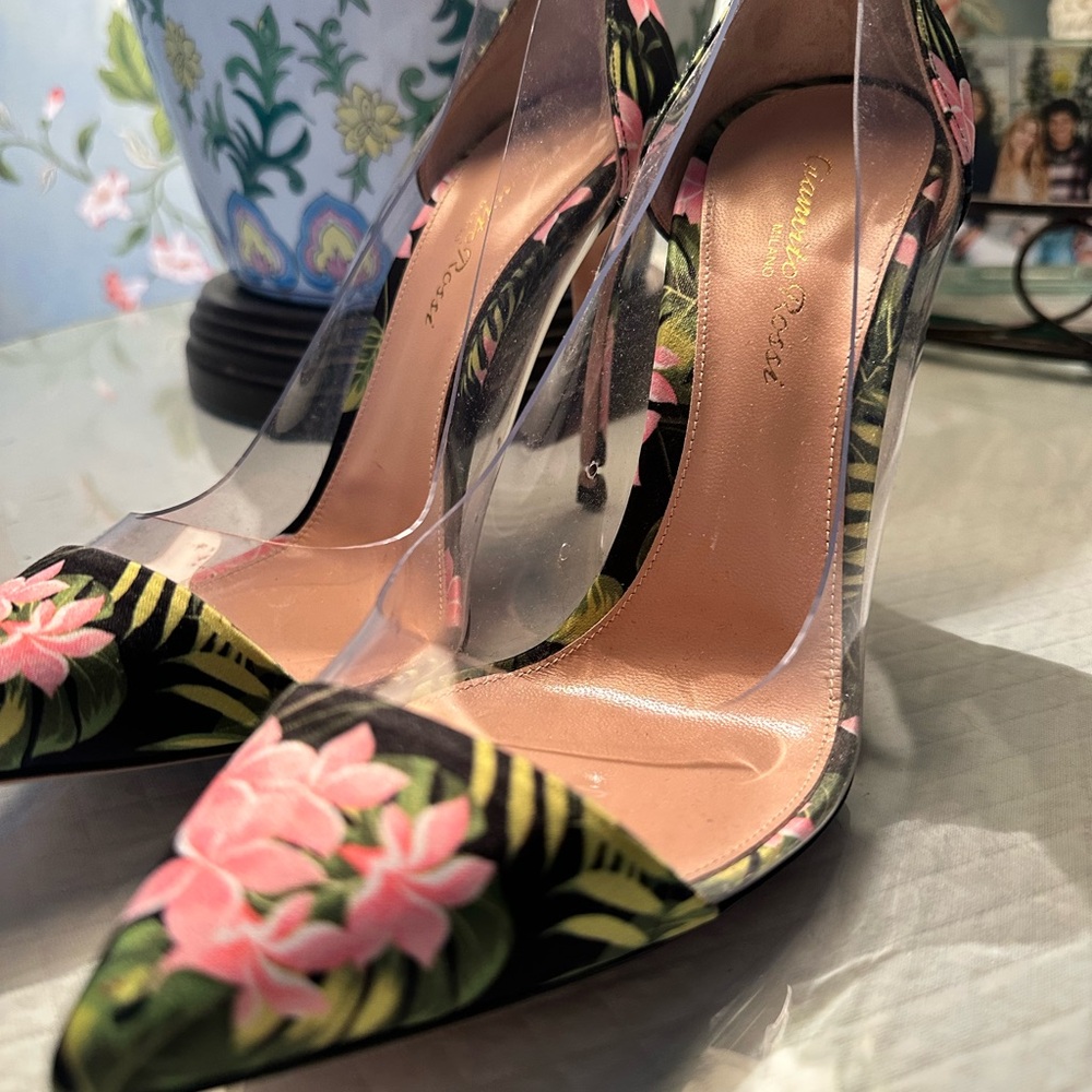 Gianvito Rossi 105mm floral pvc pumps